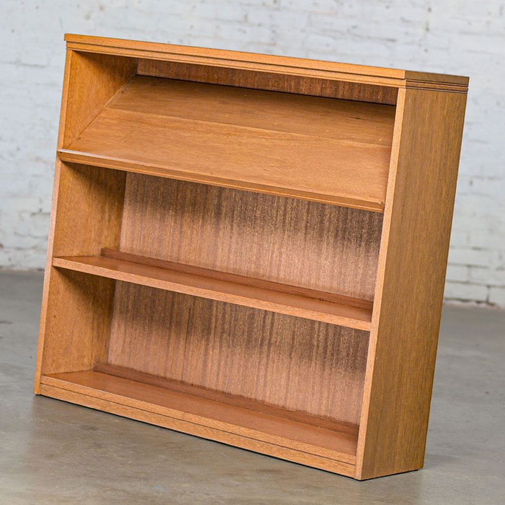 1950-1960’s Mid-Century Modern Low Mahogany Bookcase with Slanted Top Display Shelf