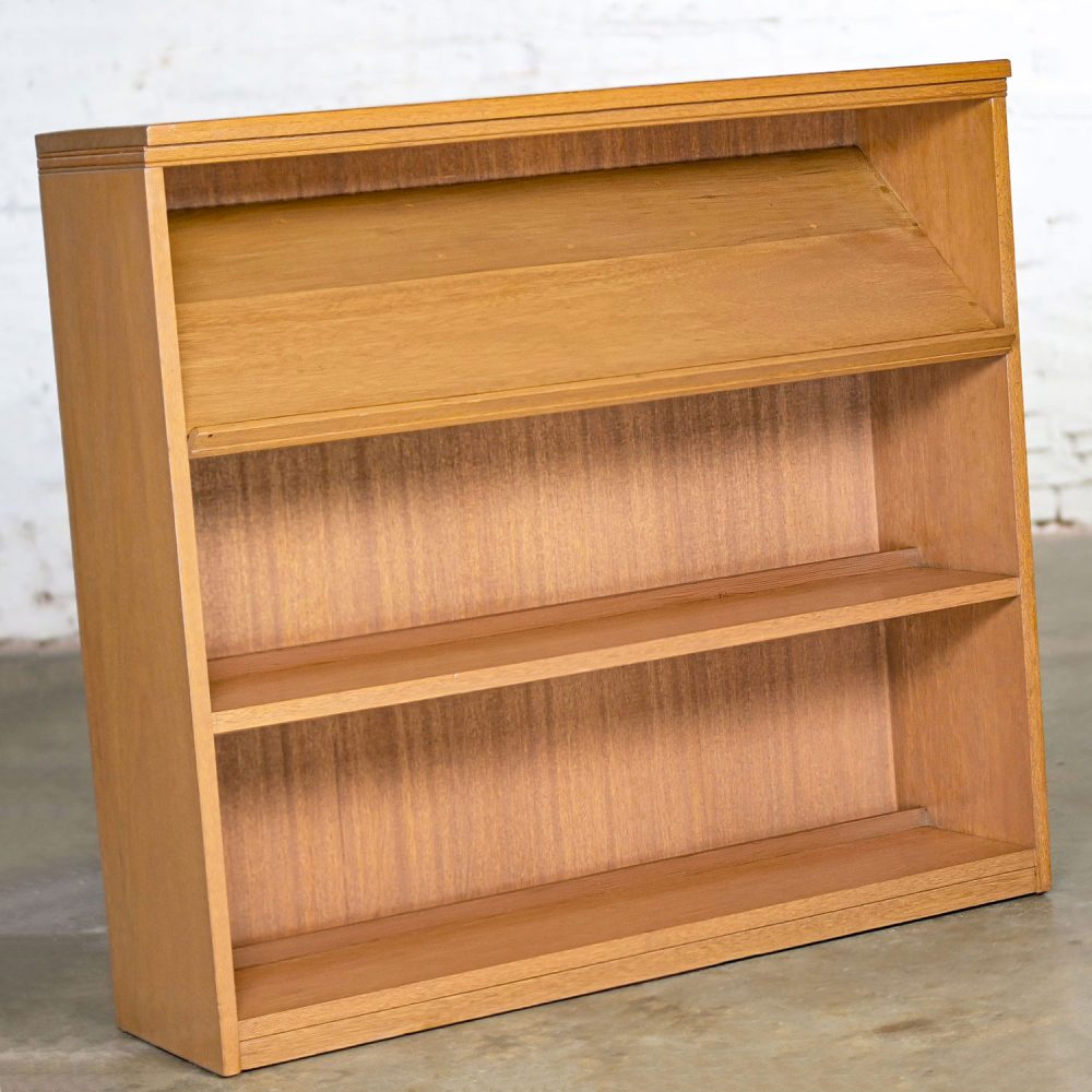 1950-1960’s Mid-Century Modern Low Mahogany Bookcase with Slanted Top Display Shelf