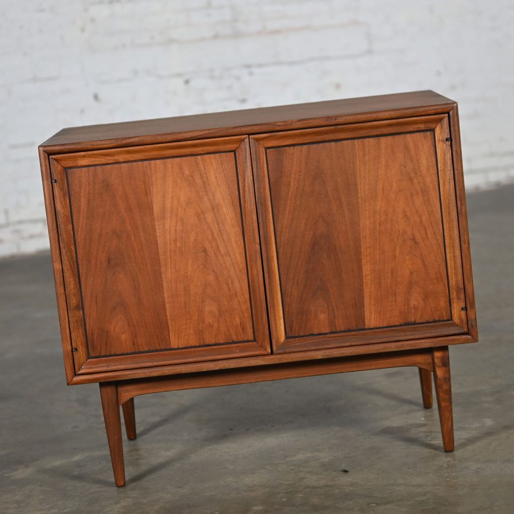 1965 Mid Century Modern Drexel Declaration Walnut Record Cabinet by Kipp Stewart & Stewart MacDougall