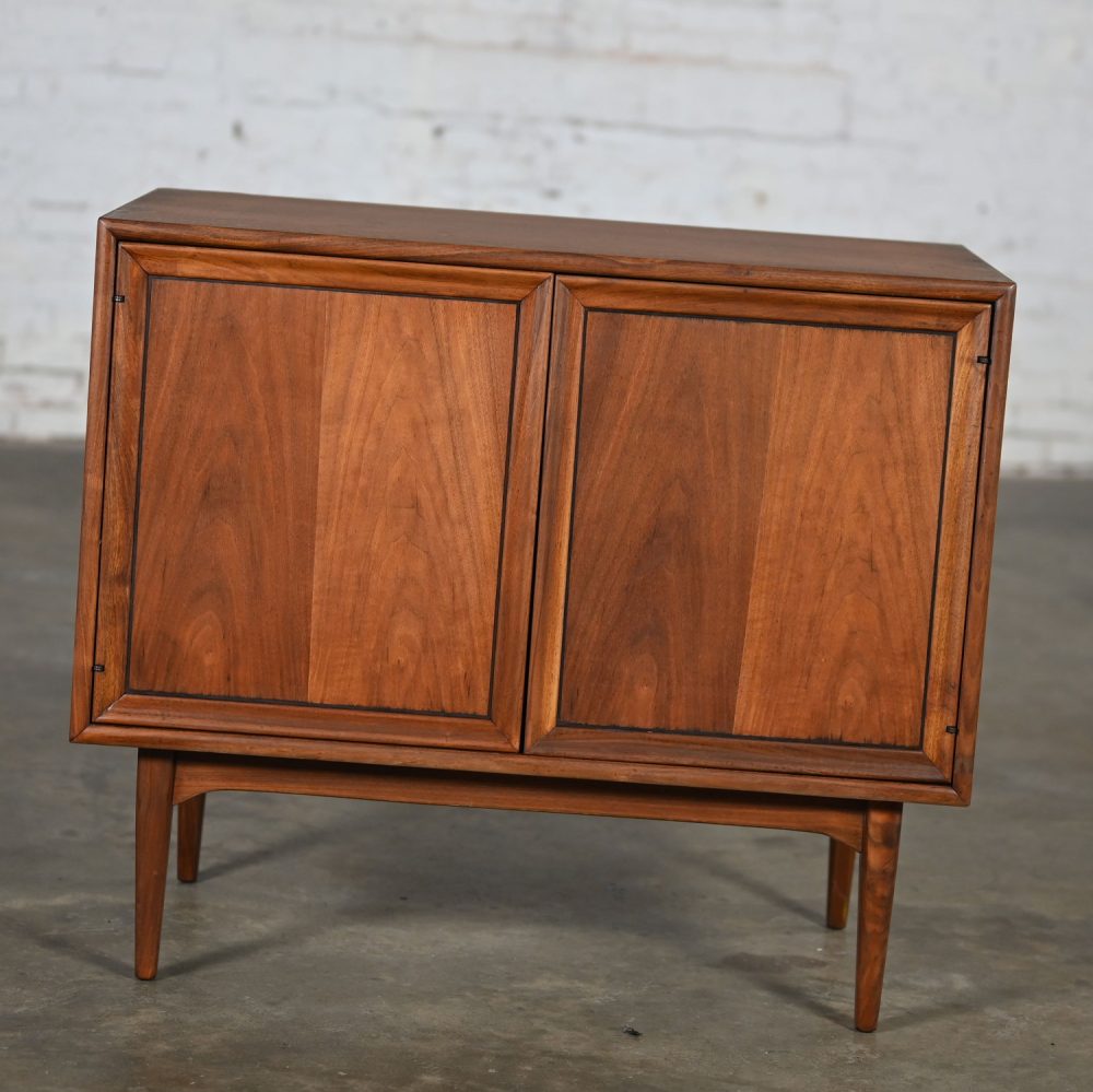 1965 Mid Century Modern Drexel Declaration Walnut Record Cabinet by Kipp Stewart & Stewart MacDougall