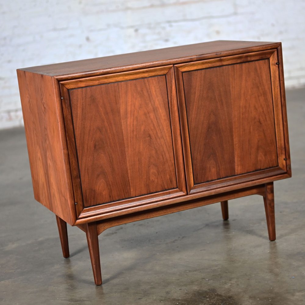 1965 Mid Century Modern Drexel Declaration Walnut Record Cabinet by Kipp Stewart & Stewart MacDougall