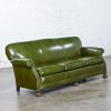 1940-1950’s Traditional Green Naugahyde Faux Leather Lawson Club Style Sofa w/Rolled Arms