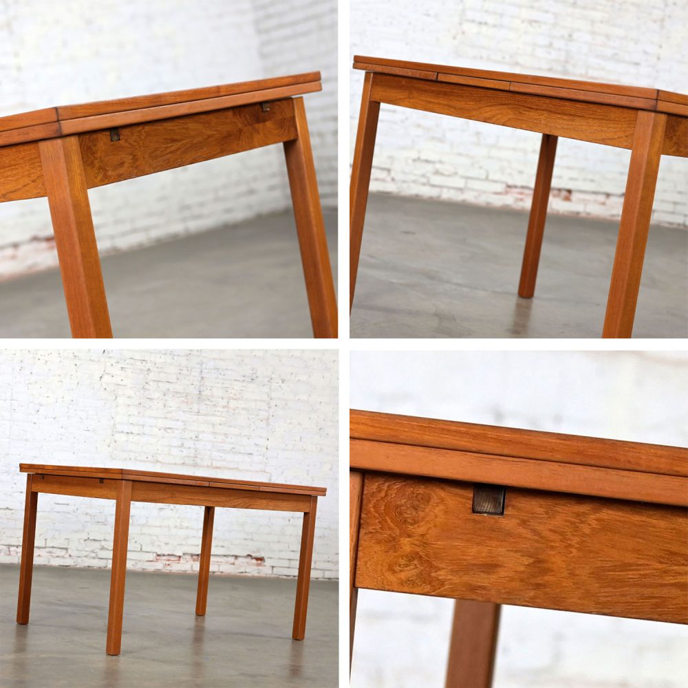 1970’s Scandinavian Modern D Scan Teak Draw Leaf Expanding Dining Table