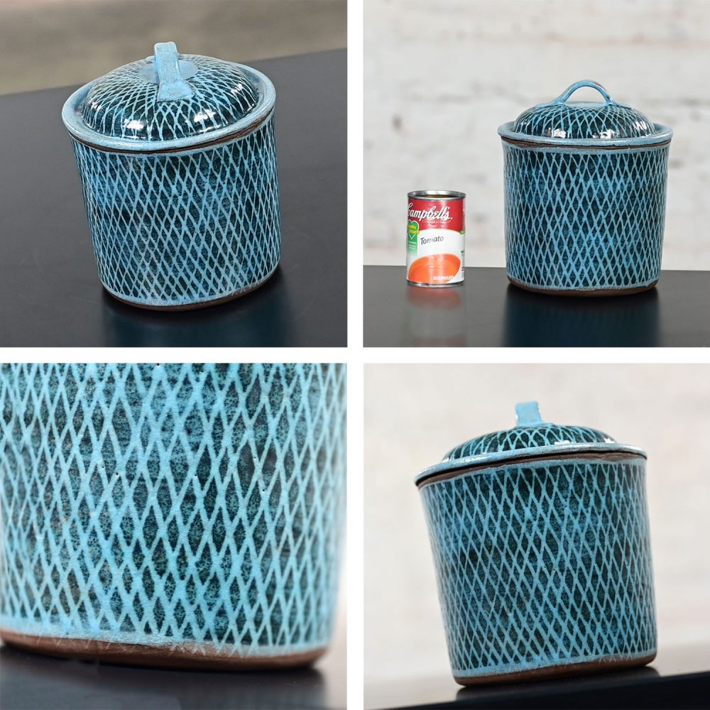 Mid-20th Century Mid Century Modern Northern California Pottery Blue Lidded Biscuit Jar by Niels Frederiksen