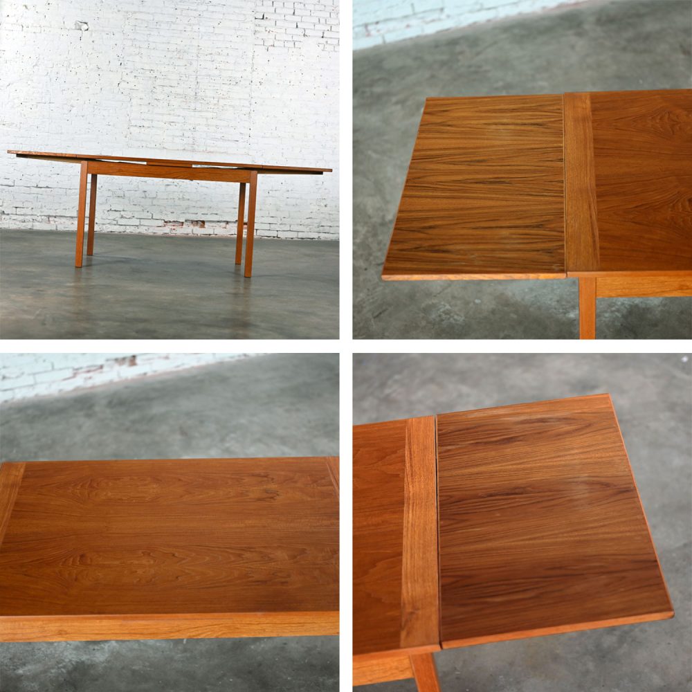 1970’s Scandinavian Modern D Scan Teak Draw Leaf Expanding Dining Table