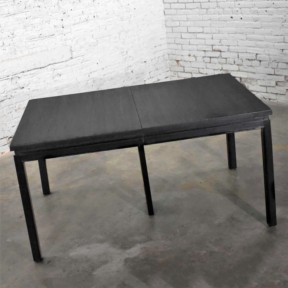 1960’s MCM Asian Parson Style Black Extension Dining Table by Grand Rapids Bookcase & Chair Company