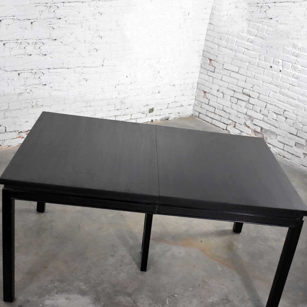 1960’s MCM Asian Parson Style Black Extension Dining Table by Grand Rapids Bookcase & Chair Company