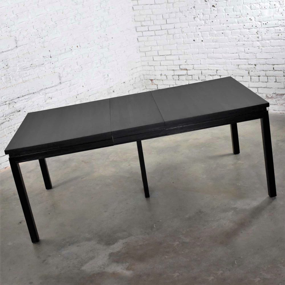 1960’s MCM Asian Parson Style Black Extension Dining Table by Grand Rapids Bookcase & Chair Company