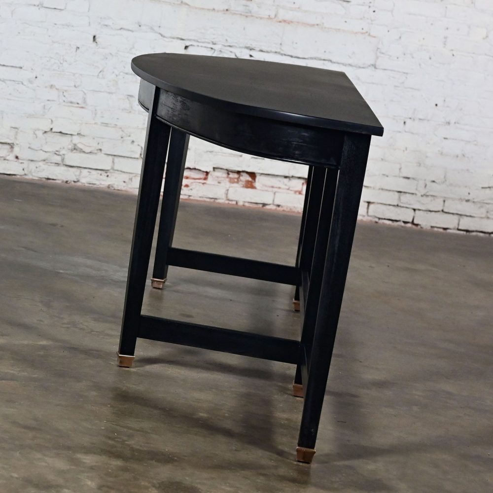 Mid-20th Century Transitional Monumental Mahogany Demilune Console Table Black Painted Finish