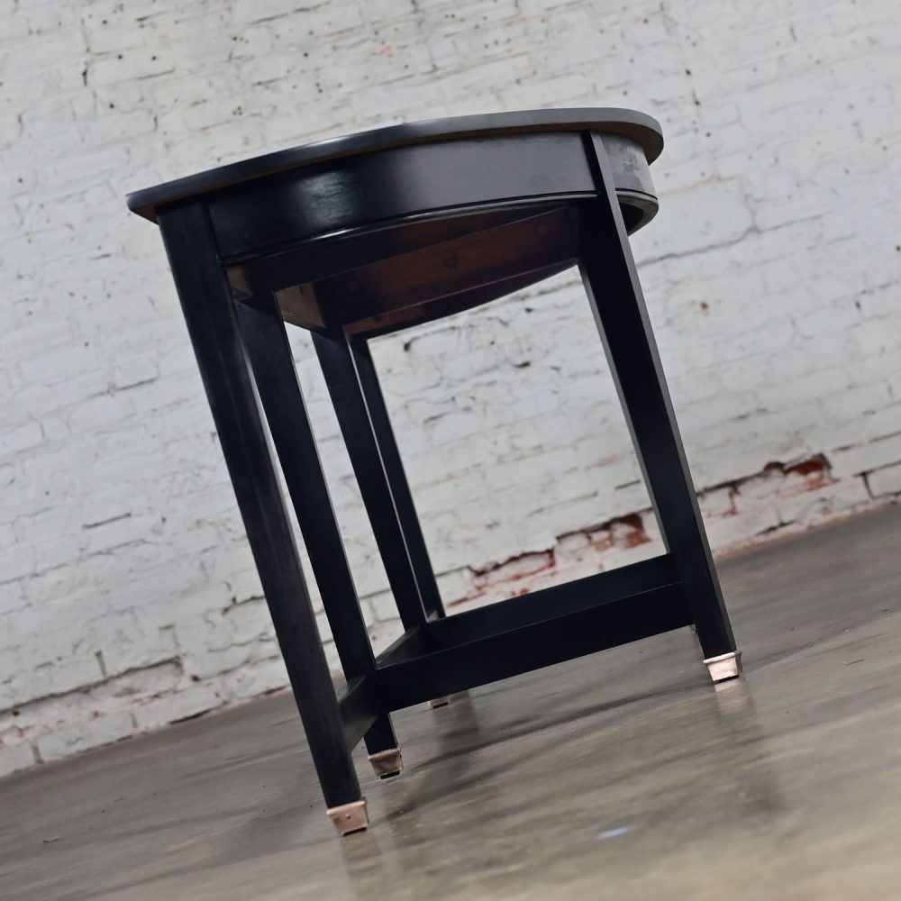 Mid-20th Century Transitional Monumental Mahogany Demilune Console Table Black Painted Finish