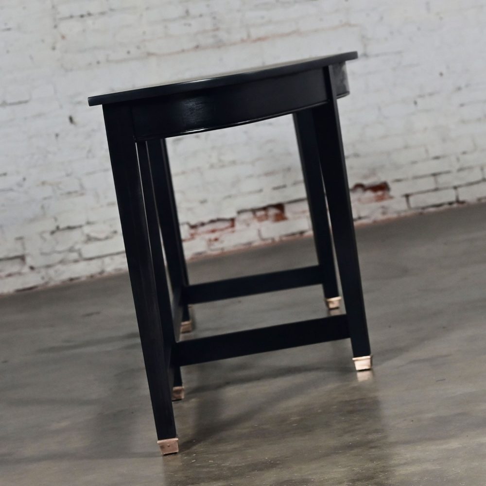 Mid-20th Century Transitional Monumental Mahogany Demilune Console Table Black Painted Finish