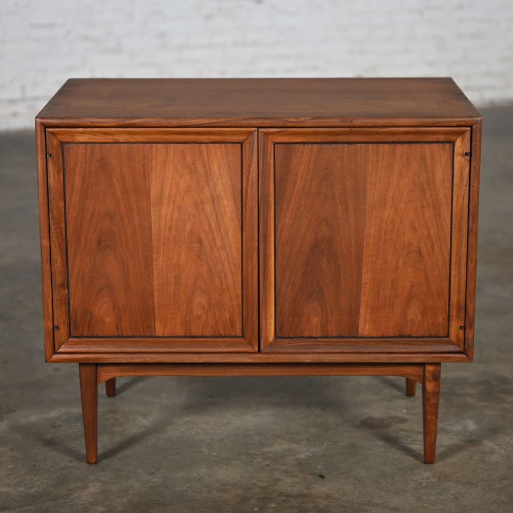 1965 Mid Century Modern Drexel Declaration Walnut Record Cabinet by Kipp Stewart & Stewart MacDougall