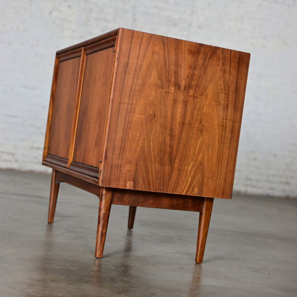 1965 Mid Century Modern Drexel Declaration Walnut Record Cabinet by Kipp Stewart & Stewart MacDougall