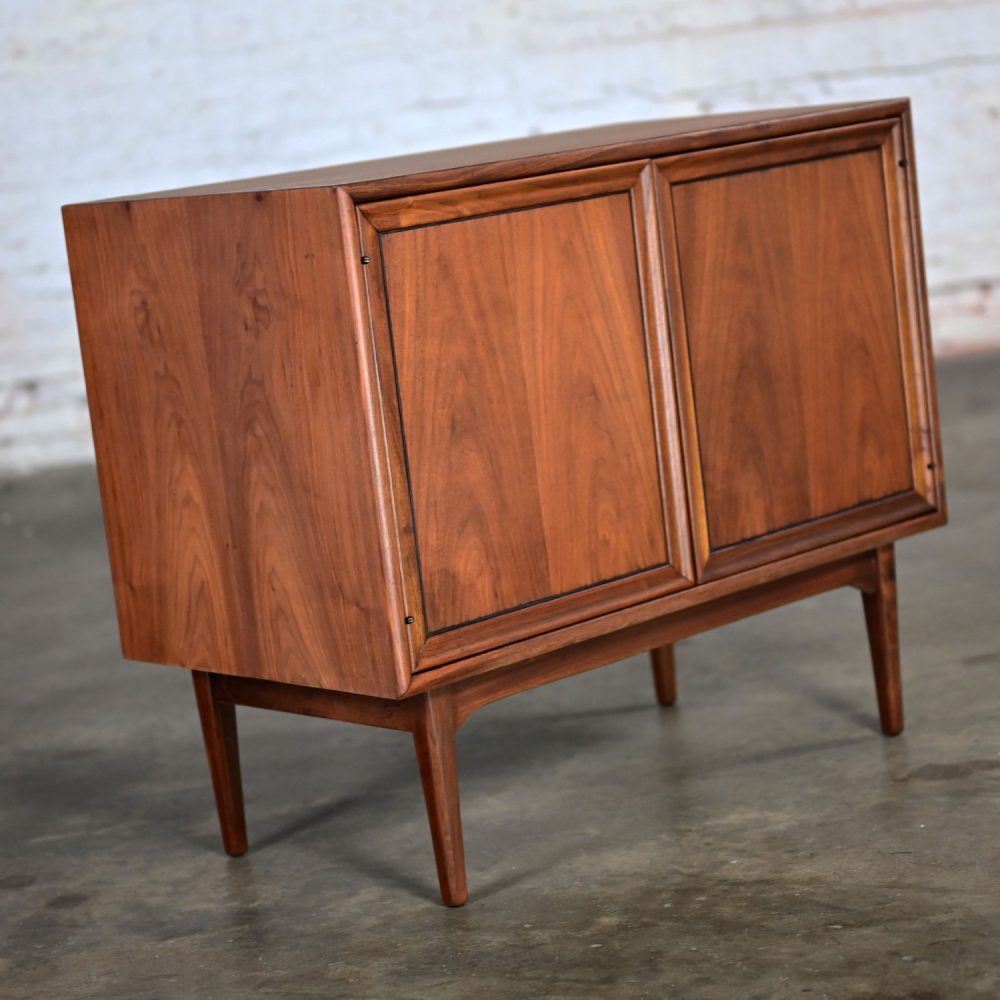 1965 Mid Century Modern Drexel Declaration Walnut Record Cabinet by Kipp Stewart & Stewart MacDougall