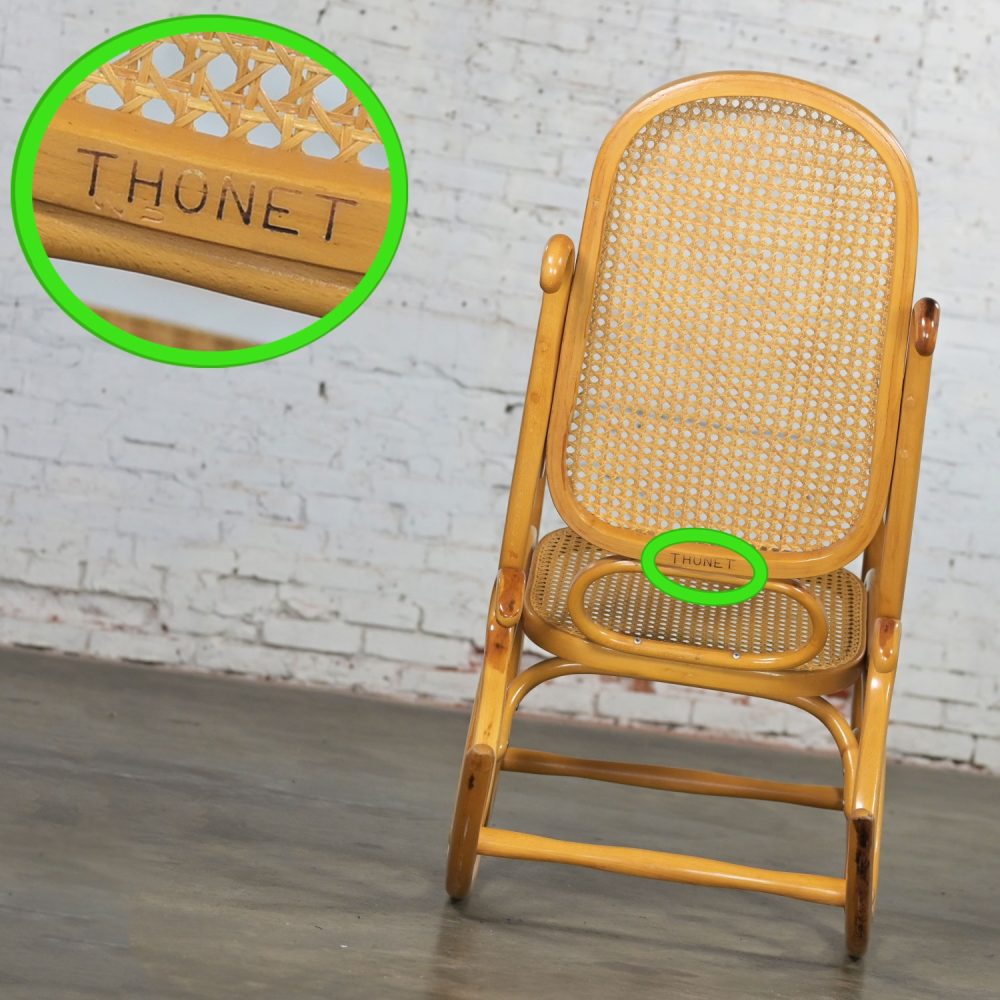 1970’s Bauhaus Style Thonet #7025 Bentwood & Cane Rocking Chair or Rocker