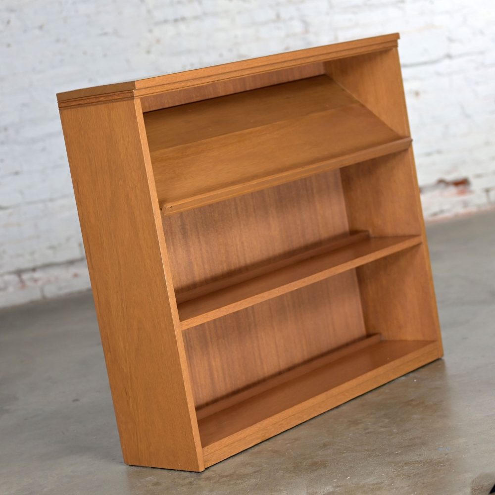 1950-1960’s Mid-Century Modern Low Mahogany Bookcase with Slanted Top Display Shelf