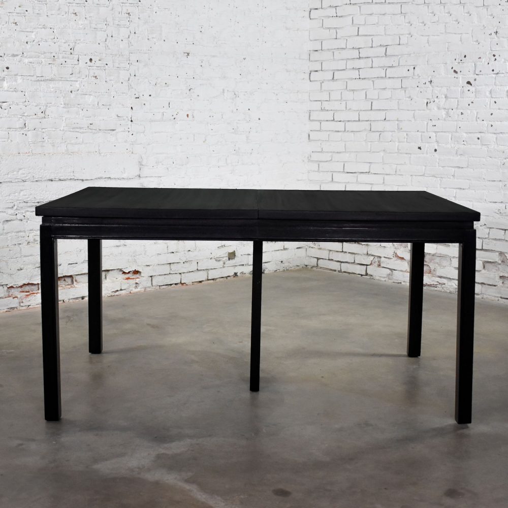 1960’s MCM Asian Parson Style Black Extension Dining Table by Grand Rapids Bookcase & Chair Company