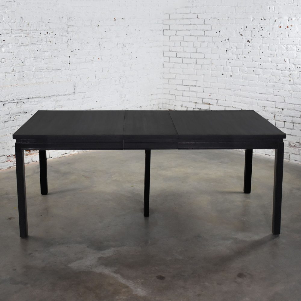 1960’s MCM Asian Parson Style Black Extension Dining Table by Grand Rapids Bookcase & Chair Company