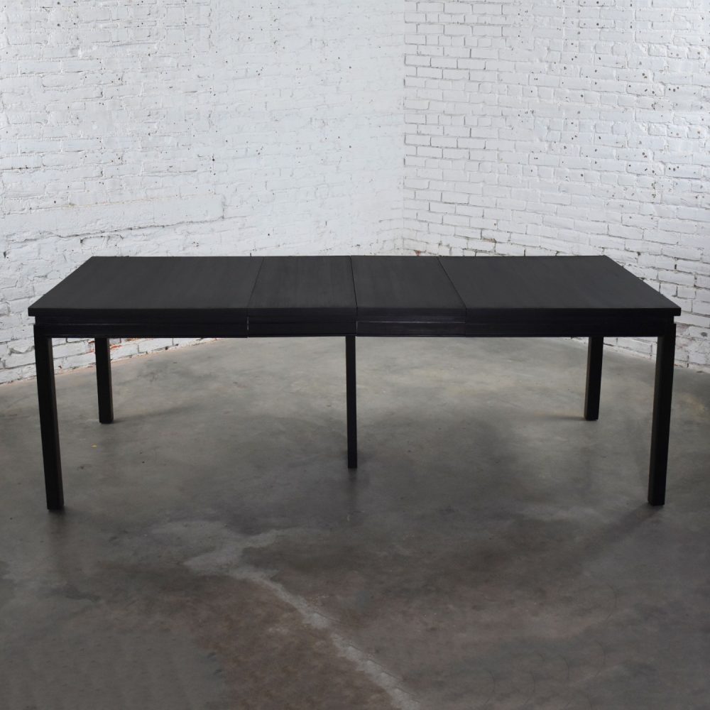 1960’s MCM Asian Parson Style Black Extension Dining Table by Grand Rapids Bookcase & Chair Company