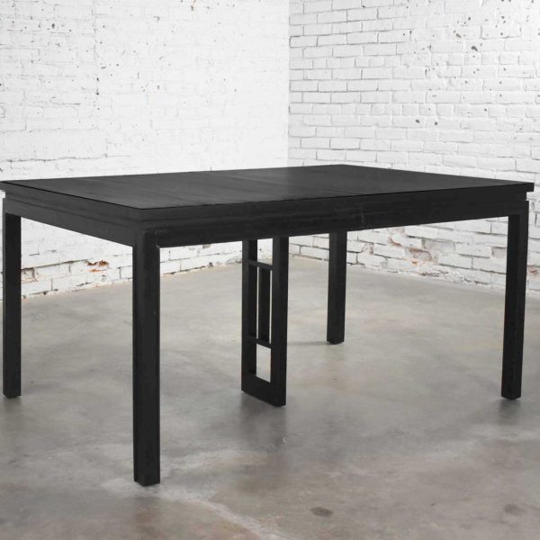 1960’s MCM Asian Parson Style Black Extension Dining Table by Grand Rapids Bookcase & Chair Company