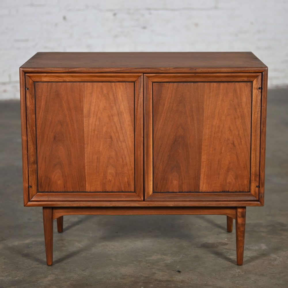 1965 Mid Century Modern Drexel Declaration Walnut Record Cabinet by Kipp Stewart & Stewart MacDougall