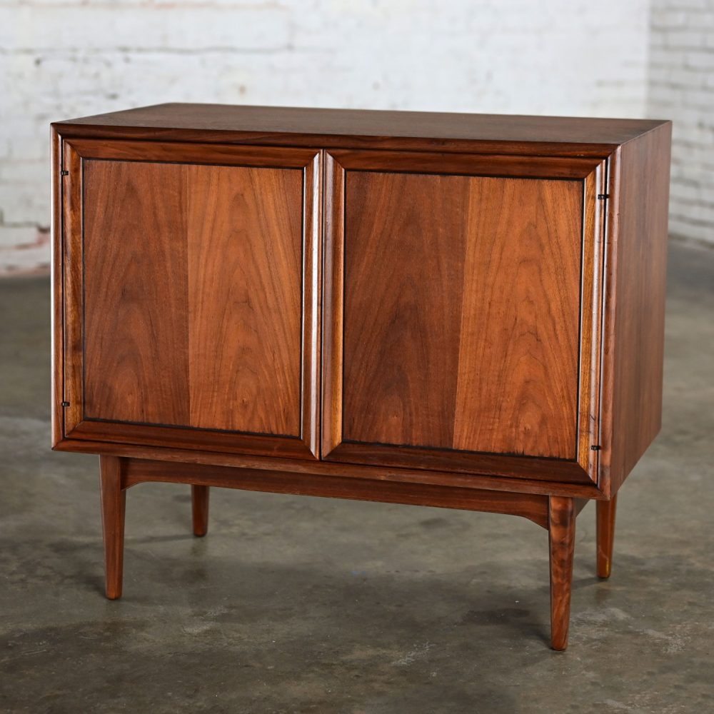 1965 Mid Century Modern Drexel Declaration Walnut Record Cabinet by Kipp Stewart & Stewart MacDougall