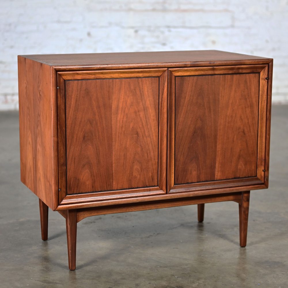 1965 Mid Century Modern Drexel Declaration Walnut Record Cabinet by Kipp Stewart & Stewart MacDougall