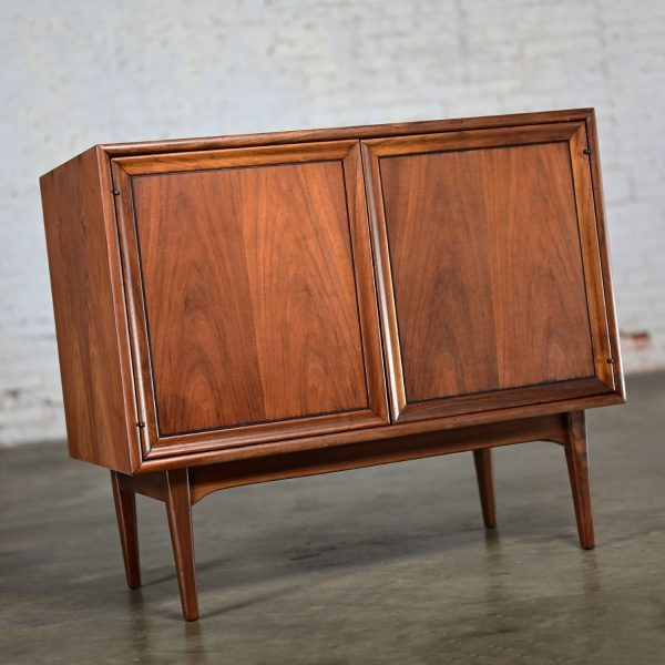 1965 Mid Century Modern Drexel Declaration Walnut Record Cabinet by Kipp Stewart & Stewart MacDougall