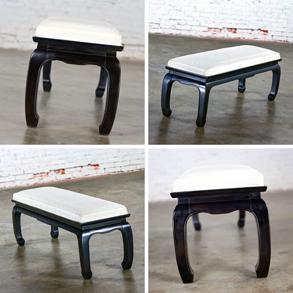 Late 20th Century Chinoiserie Ming Style Black Lacquered Bench by Raymond Sobota for Century Furniture