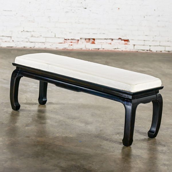 Late 20th Century Chinoiserie Ming Style Black Lacquered Bench by Raymond Sobota for Century Furniture