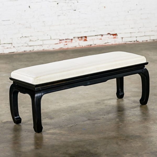 Late 20th Century Chinoiserie Ming Style Black Lacquered Bench by Raymond Sobota for Century Furniture