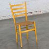 Early to Mid-20th Century Italian Gio Ponti Style Yellow Ladderback Side Chair Woven Seagrass Seat