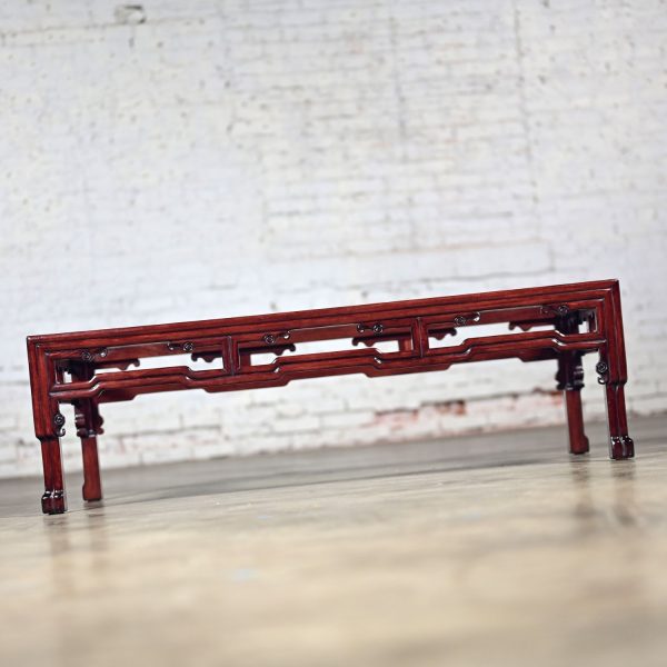 Late 20th Century Ming Style Rosewood Coffee Table with Rectangular Glass Inset Top Made in China