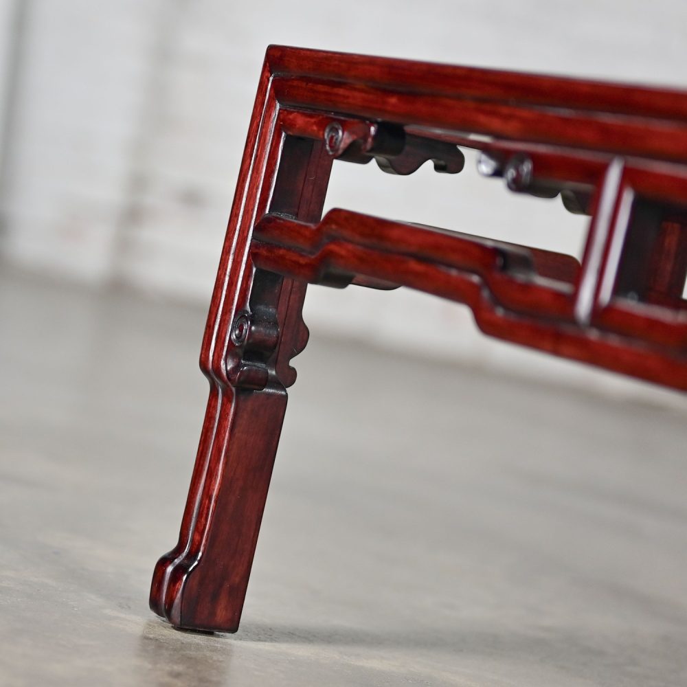 Late 20th Century Ming Style Rosewood Coffee Table with Rectangular Glass Inset Top Made in China