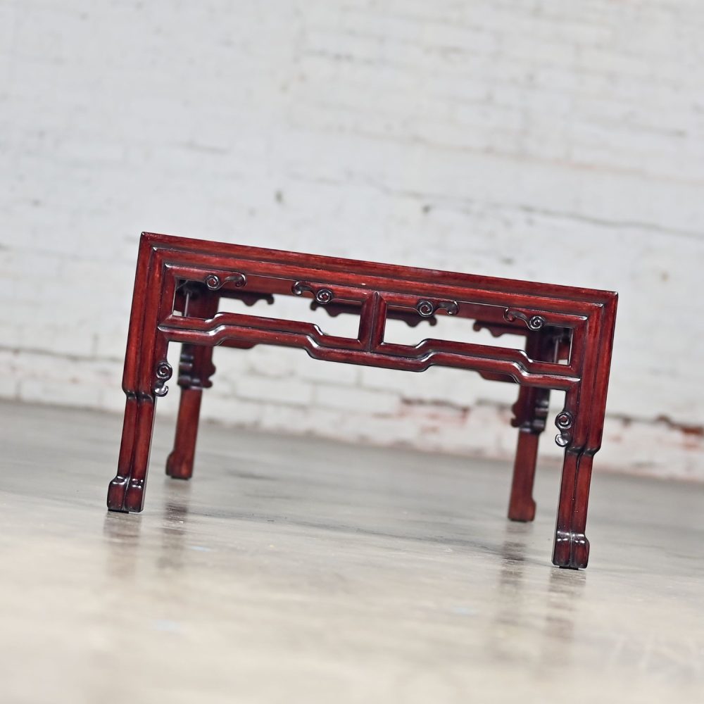 Late 20th Century Ming Style Rosewood Coffee Table with Rectangular Glass Inset Top Made in China