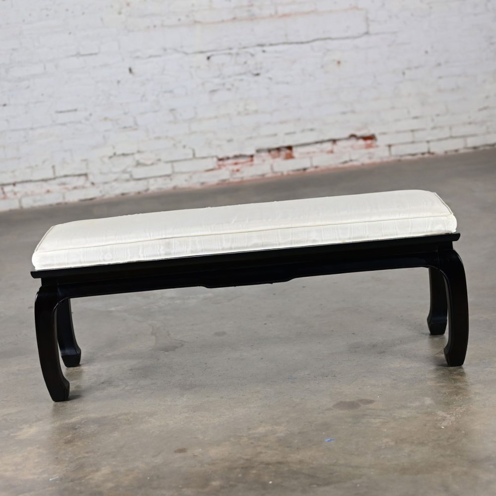 Late 20th Century Chinoiserie Ming Style Black Lacquered Bench by Raymond Sobota for Century Furniture