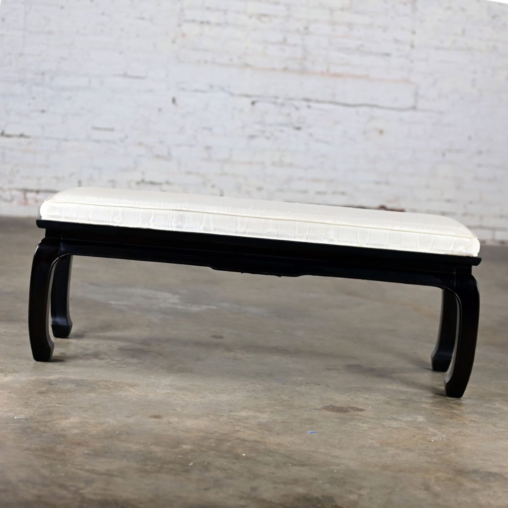 Late 20th Century Chinoiserie Ming Style Black Lacquered Bench by Raymond Sobota for Century Furniture