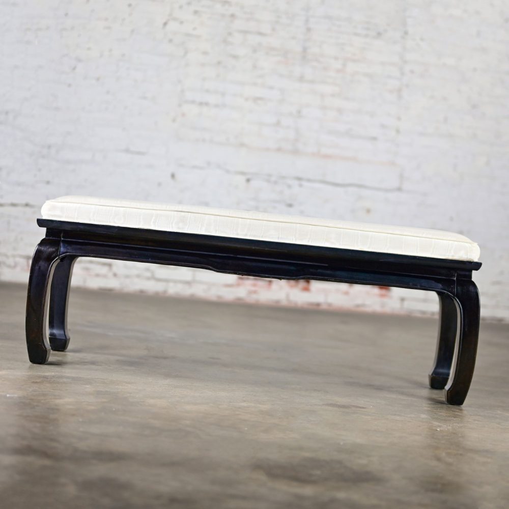 Late 20th Century Chinoiserie Ming Style Black Lacquered Bench by Raymond Sobota for Century Furniture