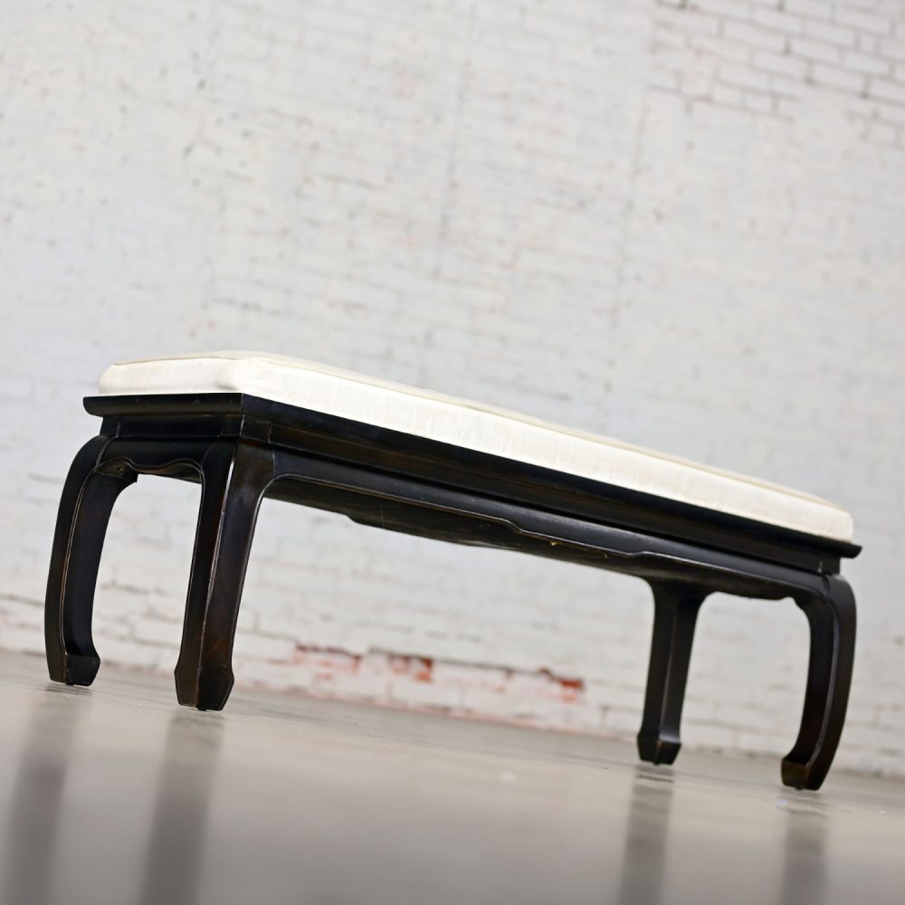 Late 20th Century Chinoiserie Ming Style Black Lacquered Bench by Raymond Sobota for Century Furniture