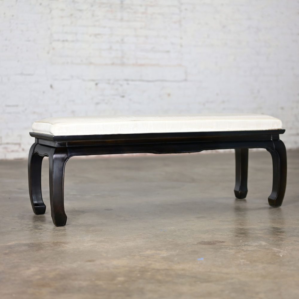 Late 20th Century Chinoiserie Ming Style Black Lacquered Bench by Raymond Sobota for Century Furniture