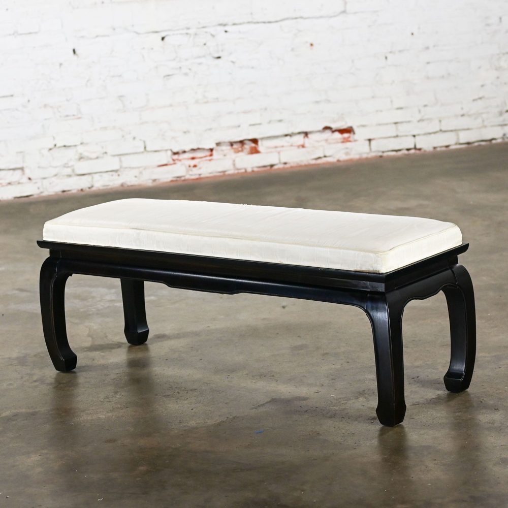 Late 20th Century Chinoiserie Ming Style Black Lacquered Bench by Raymond Sobota for Century Furniture