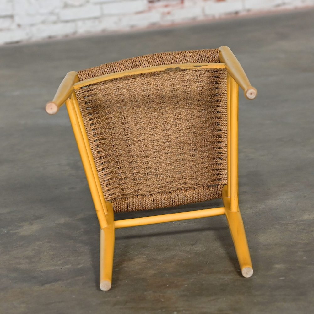 Early to Mid-20th Century Italian Gio Ponti Style Yellow Ladderback Side Chair Woven Seagrass Seat