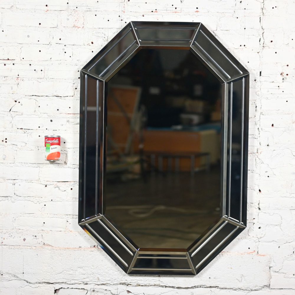 Late 20th Century Modern Art Deco Revival Style Octagon Muti Panel Beveled Wall Mirror