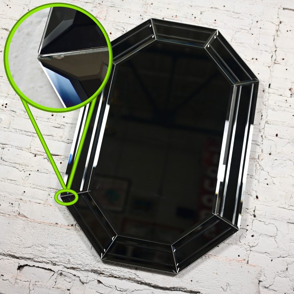 Late 20th Century Modern Art Deco Revival Style Octagon Muti Panel Beveled Wall Mirror