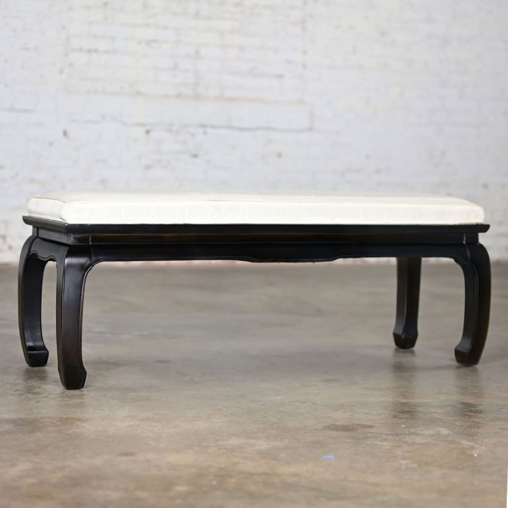 Late 20th Century Chinoiserie Ming Style Black Lacquered Bench by Raymond Sobota for Century Furniture