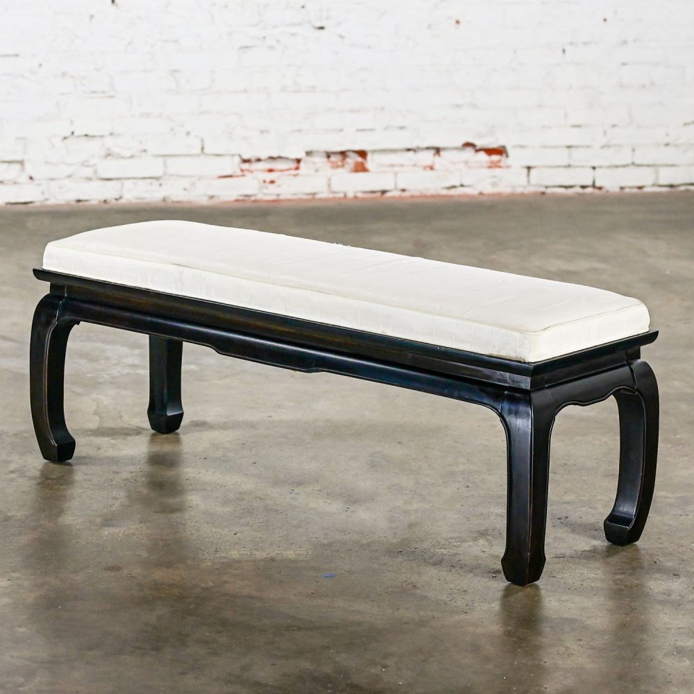 Late 20th Century Chinoiserie Ming Style Black Lacquered Bench by Raymond Sobota for Century Furniture