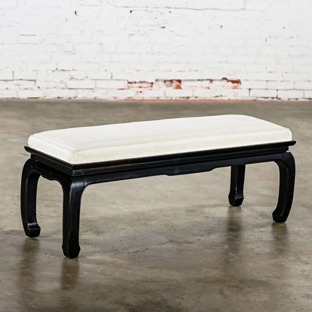 Late 20th Century Chinoiserie Ming Style Black Lacquered Bench by Raymond Sobota for Century Furniture