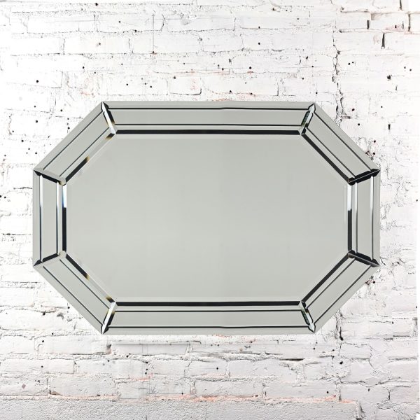 Late 20th Century Modern Art Deco Revival Style Octagon Muti Panel Beveled Wall Mirror