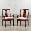 Late 20th Century Ming Style Rosewood Armchairs with Pink Velvet Seat Cushions Made in China a Pair