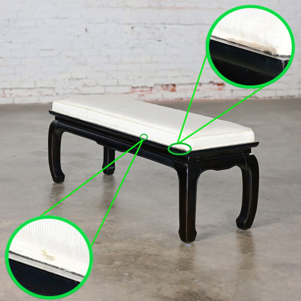 Late 20th Century Chinoiserie Ming Style Black Lacquered Bench by Raymond Sobota for Century Furniture